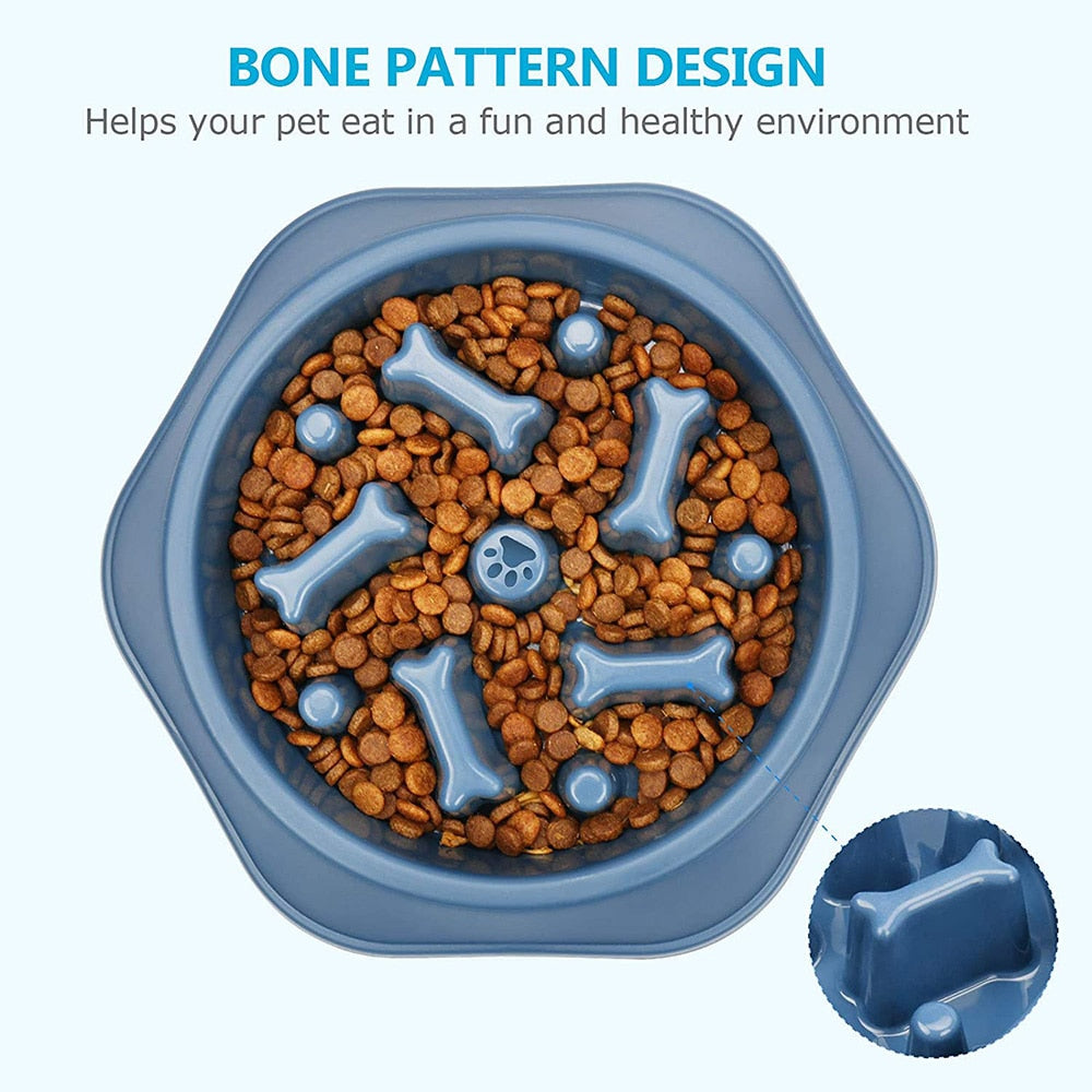 Slow Feeder Bone Design Pet Bowl